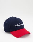 Tommy Hilfiger Baseball Cap With Script Logo In Navy-multi
