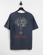 Only & Sons Oversized T-shirt With Guns N' Roses Back Print In Washed Gray
