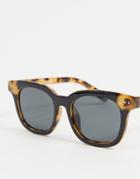 Asos Design Recycled Frame Sunglasses In Polarised Lens With Tort Blocking-brown