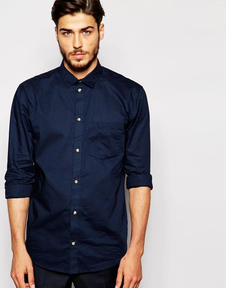 Weekday Shirt Happy Times Oxford - Navy