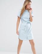 New Look Denim Mini Shirt Dress - Blue