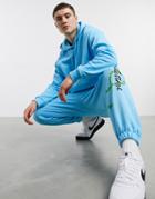 Asos Design Matching Oversized Sweatpants With Text Print-blues