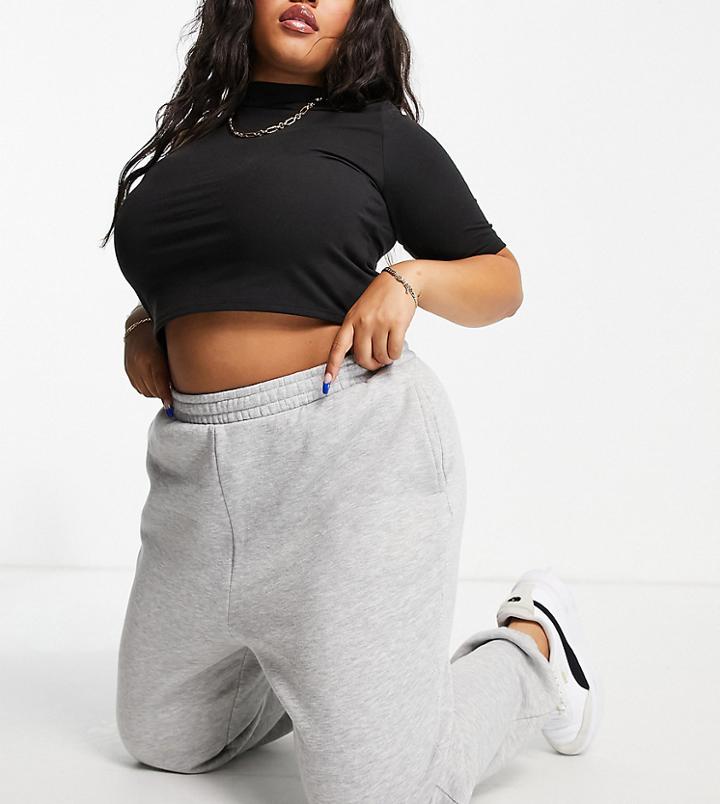 Asos Design Curve Ultimate Sweatpants In Gray Heather-grey