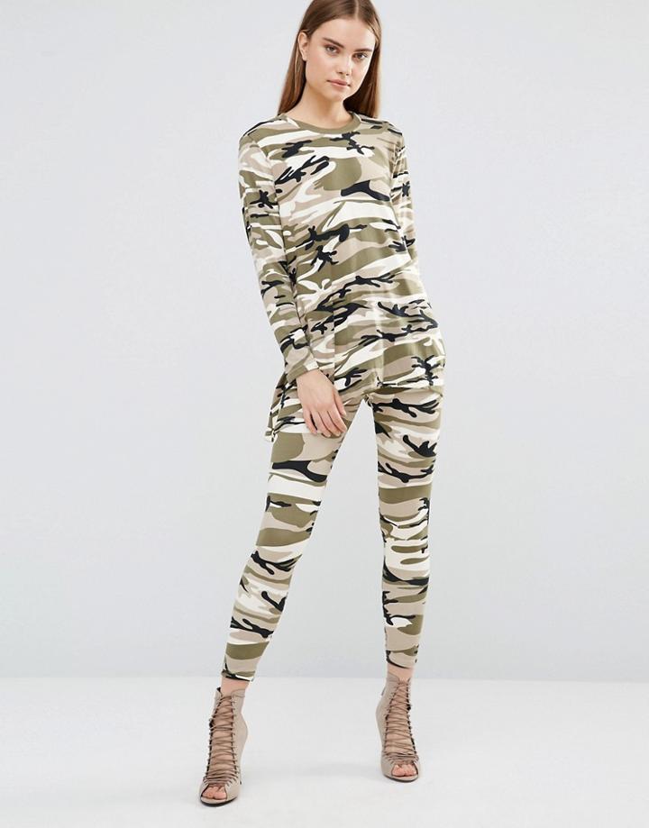 Ax Paris Supersoft Camo Printed Suit - Green