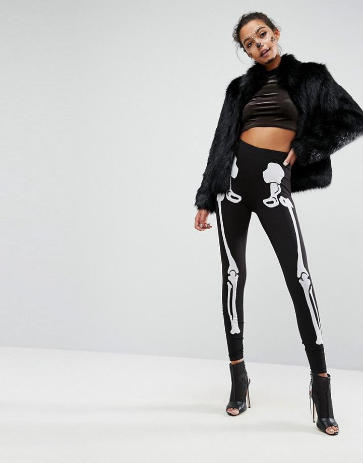 Asos Halloween Leggings With Skeleton Print - Black