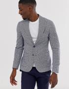 Moss London Slim Blazer In Gingham Boucle-blue
