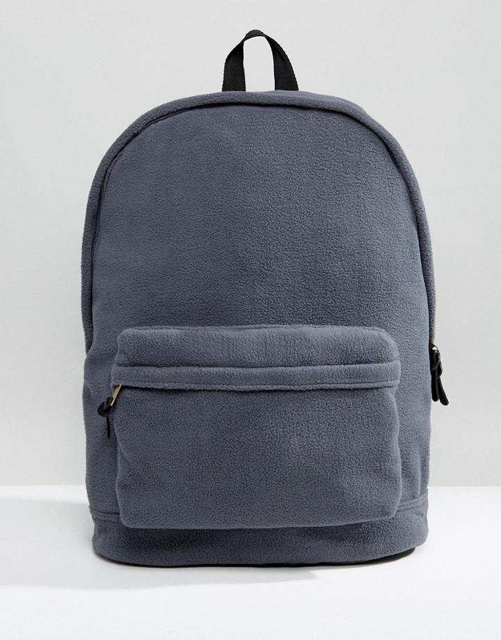 Asos Backpack In Gray Fleece - Gray