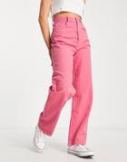 Topshop Baggy Jean In Fuchsia-pink