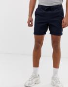 Asos Design Slim Chino Shorts With Elastic Waist In Navy