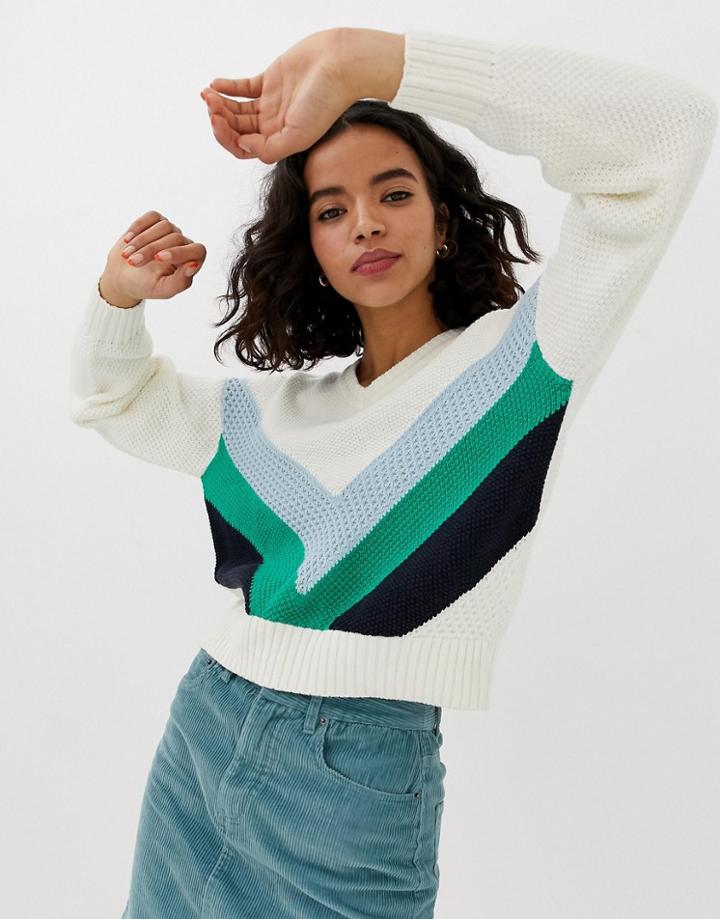 Vero Moda Chevron Color Block Sweater - Multi