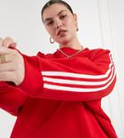 Adidas Originals Plus Adicolor Three Stripe Sweatshirt In Red