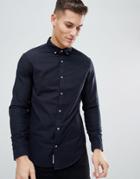 Original Penguin Slim Fit Button Down Collar Oxford Shirt With Tonal Logo In Navy - Navy
