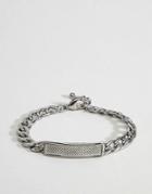 Asos Design Stainless Steel Chain Bracelet With Embossed Id Tag - Silver