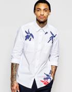 Hero's Heroine Shirt In Paint Print In Regular Fit - Multi