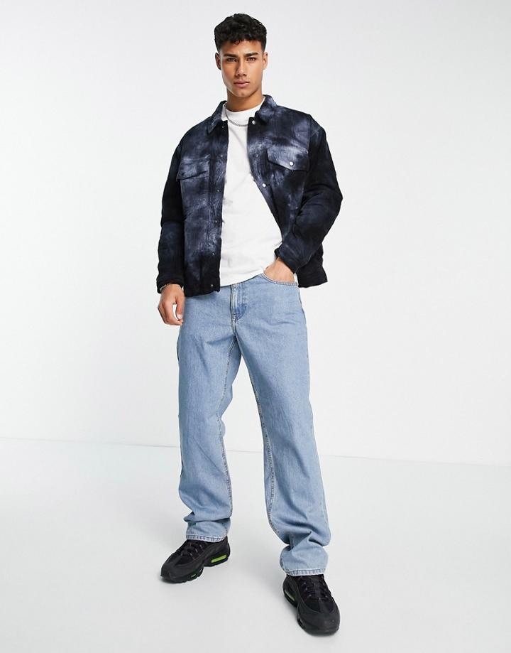 Topman Cord Western Jacket In Black Washed Print-multi