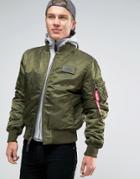 Alpha Industries Ma-1 Bomber Jacket With Hood Inlay In Regular Fit Dar