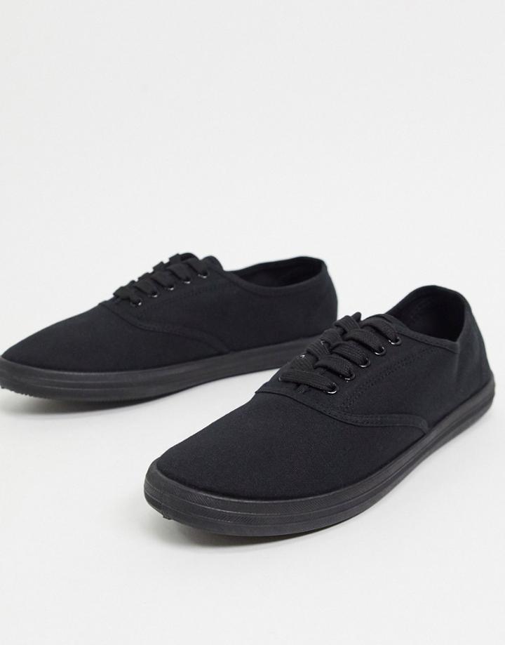 Asos Design Oxford Sneakers In Black Canvas