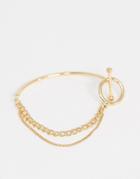 Asos Design Bracelet With Chain And Toggle Detail In Gold Tone - Gold
