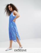 Adidas Originals Exclusive To Asos Ocean Printed Tank Dress With Chiffon Overlay - Multi