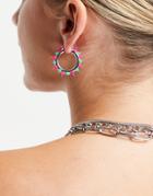 Asos Design Hoop Earrings In Rubber Spike Design-multi