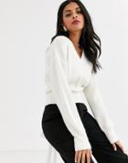 & Other Stories V Neck Crop Sweater In Cream