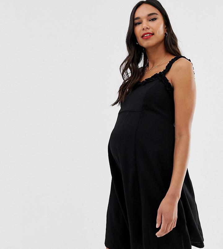 New Look Maternity Ruffle Edge Sundress In Black - Black
