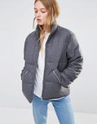 Weekday Padded Jacket With Exposed Zips - Gray