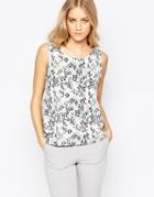 Just Female Ivana Floral Print Top - White