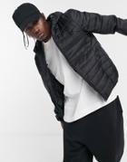 Soul Star Lightweight Hooded Puffer With Carry Pouch In Black