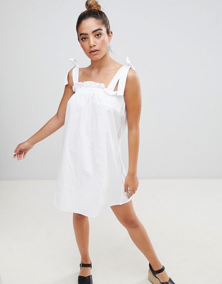 Fashion Union Sun Dress With Tie Shoulders - White
