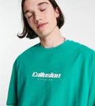 Collusion Oversized Embroidered Logo T-shirt In Green