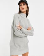 Threadbare Carolina Roll Neck Sweater Dress In Gray Heather-grey