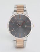 Police London Watch Silver And Rose Gold Strap With Brown Dial - Silver