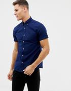 Selected Homme Short Sleeve Oxford Shirts - Navy