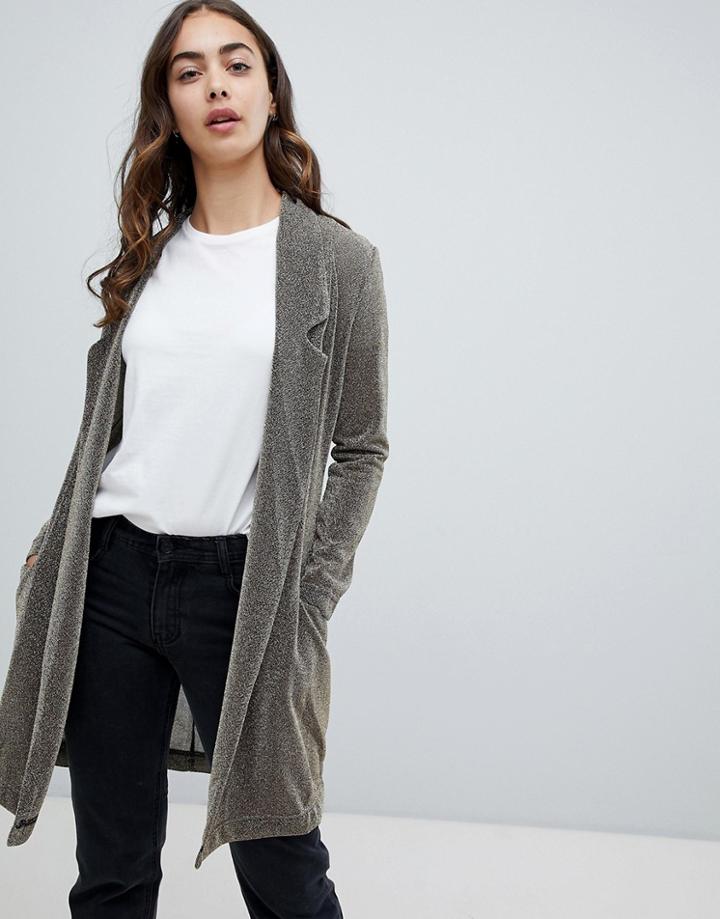 Qed London Glitter Coat - Gold