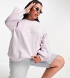 Threadbare Curve Oversized Sweat With Embroidery In Lavender Fog-purple