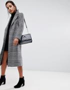 Helene Berman Rever Collar Oversized Houndstooth Check Coat In Wool Cashmere Blend - Black
