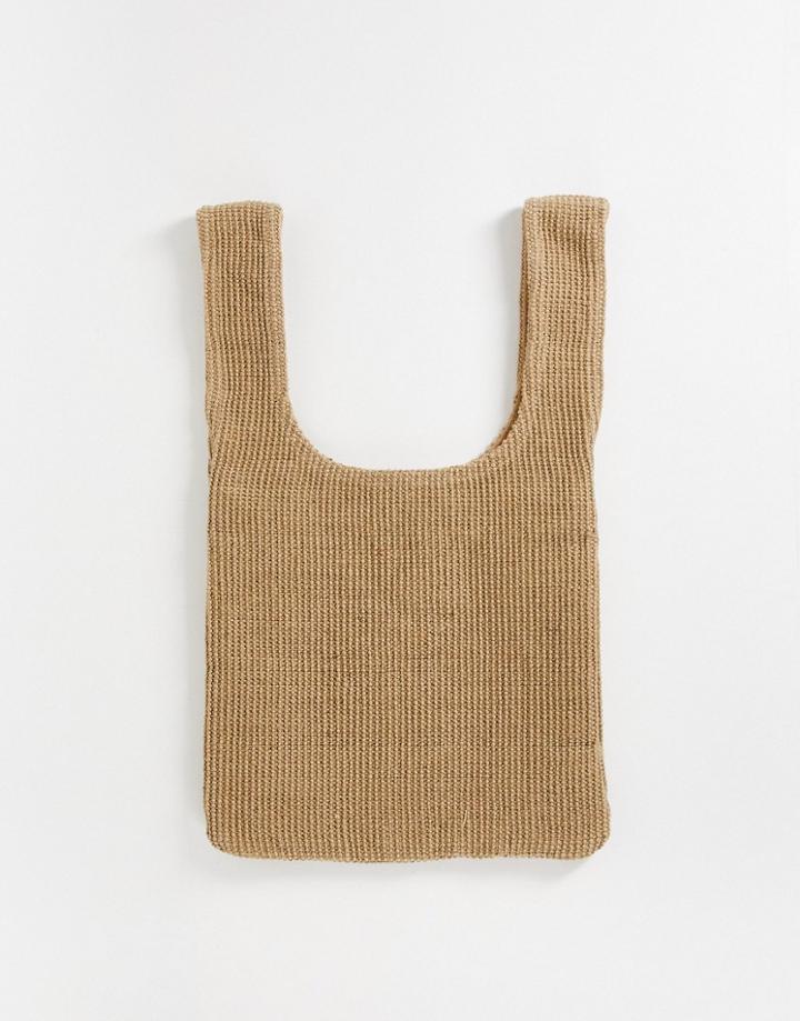 Asos Design Tote Shopper In Natural Straw-neutral