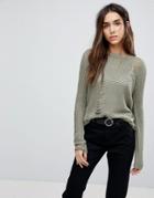 Brave Soul Laddered Sweater - Green