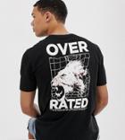 Asos Design Tall Organic Cotton Relaxed T-shirt With Back Lion Print-black