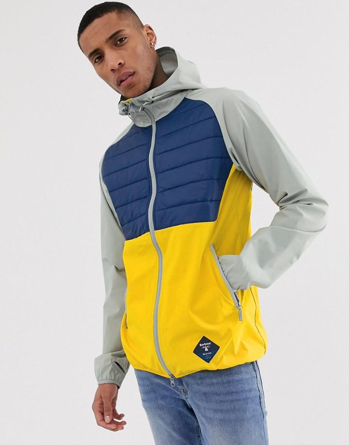Barbour Beacon Gable Hooded Color Block Jacket In Gray
