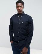 Hollister Oxford Shirt Cross Dye Slim Fit In Black - Black