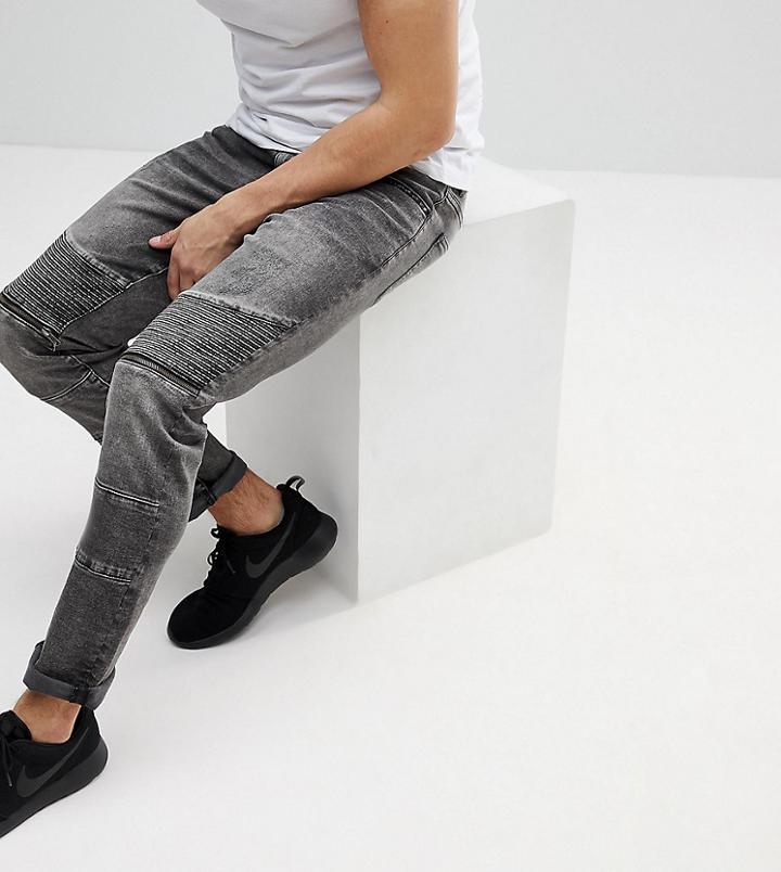 Brooklyn Supply Co Skinny Jeans With Biker Zip Rip Detail - Black