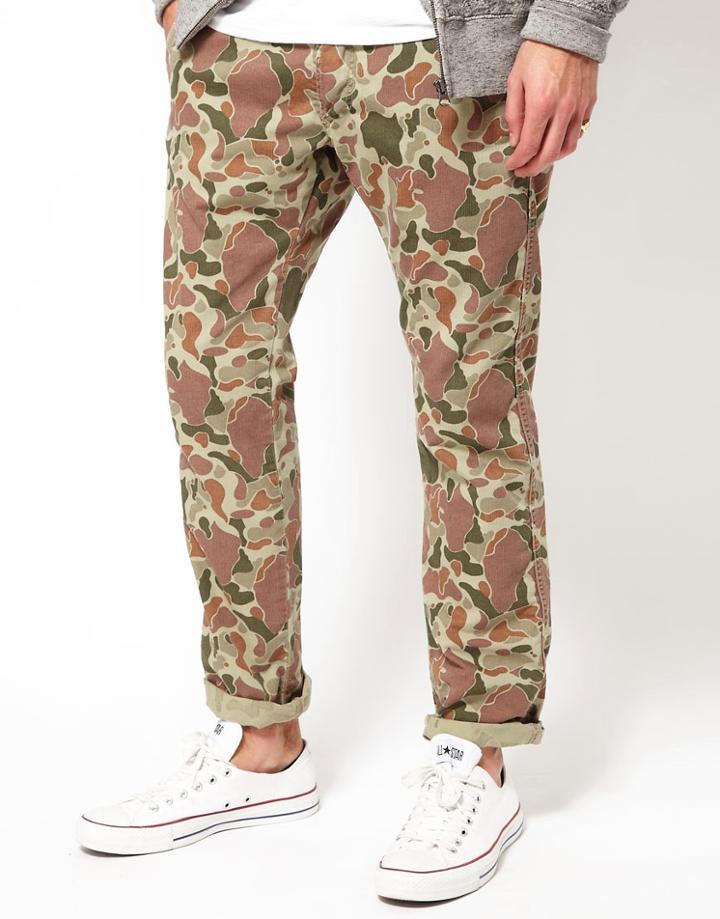 Edwin Chinos 55 Regular Tapered Camo Herringbone - Green