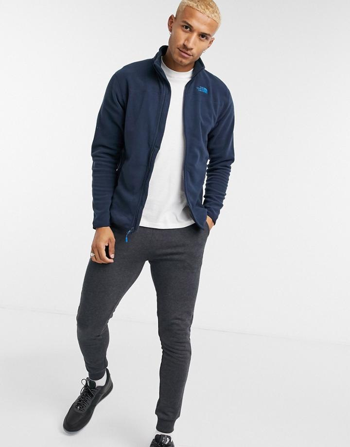 The North Face 100 Glacier Full Zip Fleece In Navy