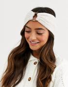 Asos Design Pointelle Headband With Tort Ring Detail-brown