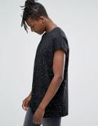 Asos Oversized T-shirt With Metallic Silver Splatter Print - Black