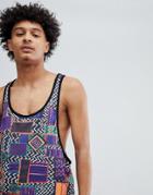 Asos Design Extreme Racer Back Tank With All Over Color Tile Print - Multi