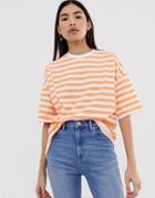 Asos Design Oversized T-shirt In Spliced Stripe-multi