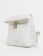 Paul Costelloe Leather Backpack With Chain Straps In Off White